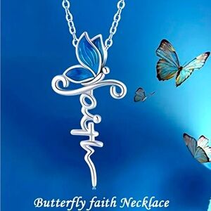 Butterfly Faith Necklace Silver plated NWT